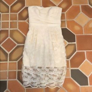 Strapless off-white dress